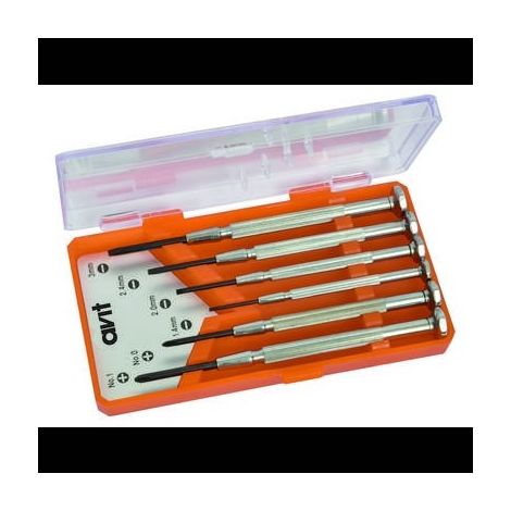 Kit cacciaviti Elettronica e meccanica di precisione 6 parti AVIT AV05010 Taglio, Croce Phillips