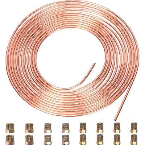 17 revêtement cuivre 25 '3/16 "ensemble de tuyaux de conduite de frein, comprend 16 raccords, frein de remplacement complet ou tuyau de carburant, facile à plier manuellement (1/5)