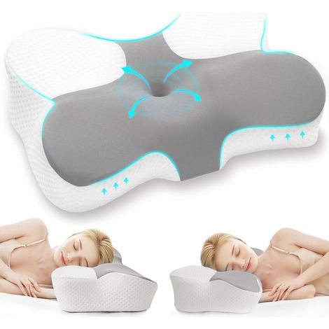 Oreiller ergonomique en mousse à mémoire de forme, cervical, 60x36cm, hauteur réglable (1/5)