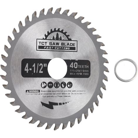 Disque de coupe en carbure pour scie circulaire à bois, 115 x 1,6 x 20 mm, 40 dents (1/4)