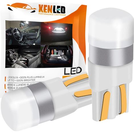 2 AMPOULES LED T10 W5W XENLED 6000K Blanc 12V - Angle 360° - Lampes de voiture (1/5)