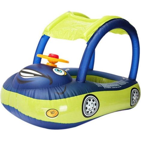 Flotteur Bébé Piscine Gonflable Canopée Épais PVC Forme Voiture Bateau de Natation avec Pare-Soleil pour Enfants Plage Été Jeux Extérieur (1/5)