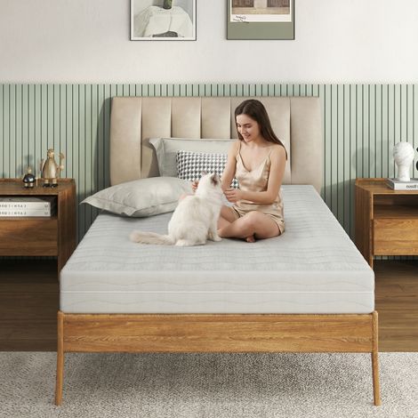 Matelas en mousse 160x200 cm en mousse blanc, déhoussable respirant pour chambre adulte FloraGrace (1/5)