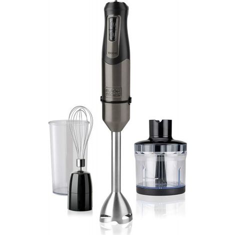 Black+decker bxhba1000e frullatore a immersione, con accessori, 1000 w, inox/plastica, nero/acciaio (1/10)