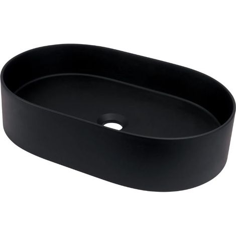 Lavabo ovale in granito nero 55 cm con piano - Delia
