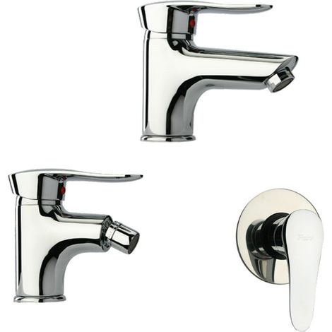 Tris di Miscelatori Paini - Bidet + Lavabo + Doccia - Finitura Cromata - Design Essenziale (1/5)