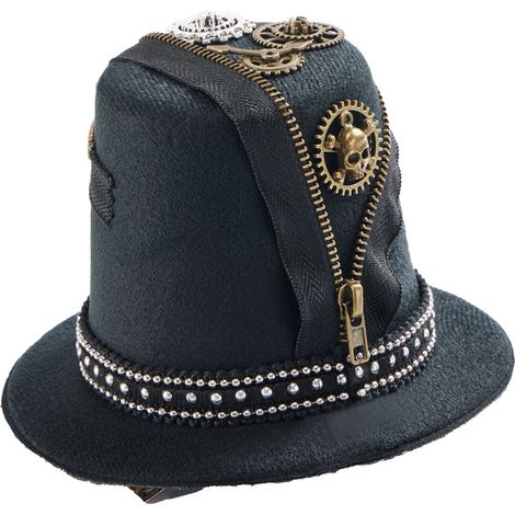 Steampunk chain top hat, gothic retro gear skull hat, gay accessories, hair clip, performance hair accessory (1/5)