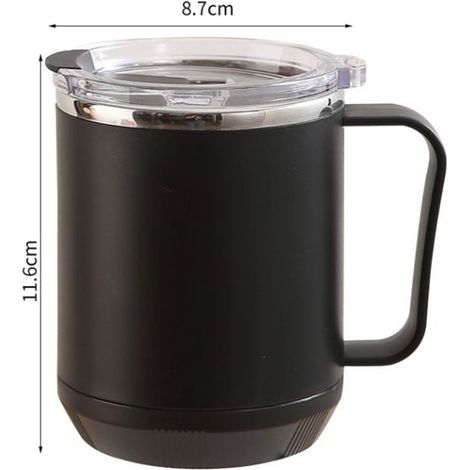 460-ml-Reisebecher mit 304-Edelstahlbeschichtung, auslaufsicher, tragbar, elegantes schwarzes Design für Camping und Wandern (1/5)