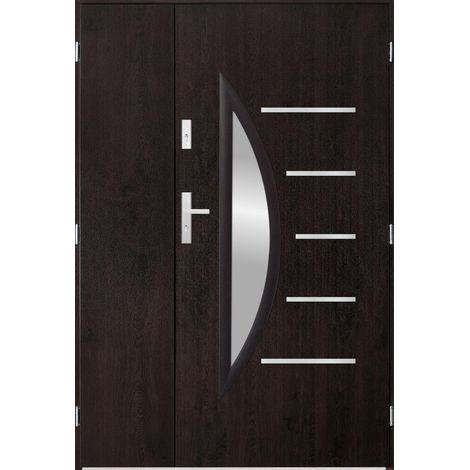 Porte d'entrée double CENTORO 120x200 cm wengé - Poignée et serrure : Sans - Poussant: Droit