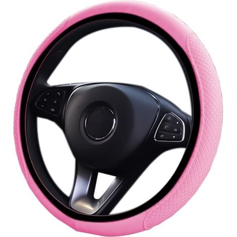 Allecto, Funda para volante de coche, Universal, Antideslizante y transpirable, 38 cm, Microfibra, Cómoda y elegante para cualquier coche, Negra (1/5)