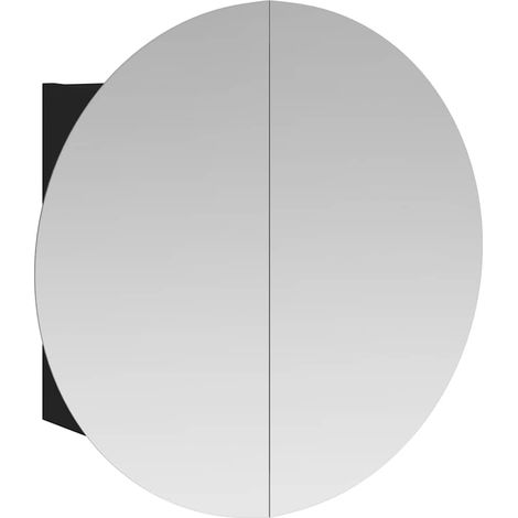 Badezimmerschrank mit Rundem Spiegel & LED Schwarz 54x54x17,5cm vidaXL (1/5)