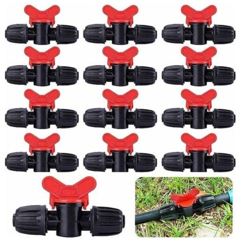 20 Pièces Vanne Commutateur d'Irrigation Goutte Tube d'Irrigation PE 16 mm Raccords Verrouillage Barbelés Vannes Connecteurs Tuyau Vanne Barbelée Jardin - Arrêter/Activer Le Débit d'eau, (1/5)