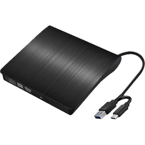 External CD/DVD drive with USB 3.0 and Type-C interfaces portable DVD burner compatible with PCs and laptops. (1/4)