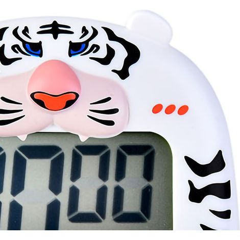 Minuteur magnétique numérique pour étudiants, 100 minutes, avec piles, motif tigre blanc, idéal pour la cuisine. (1/5)