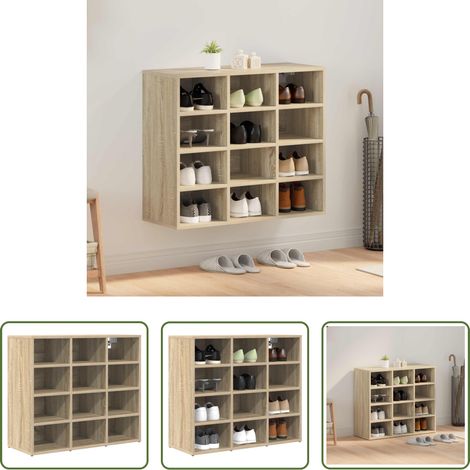 vidaXL Meuble de couloir -  Cabinet à chaussures Chêne Sonoma 77,5 x 30 x 67 cm (1/5)