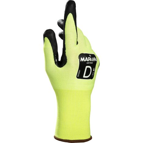 Gants de manutention Mapa KRYTECH 694 taille 8, 12 Paires, Jaune ( Prix pour Paquet de 12 Paires )