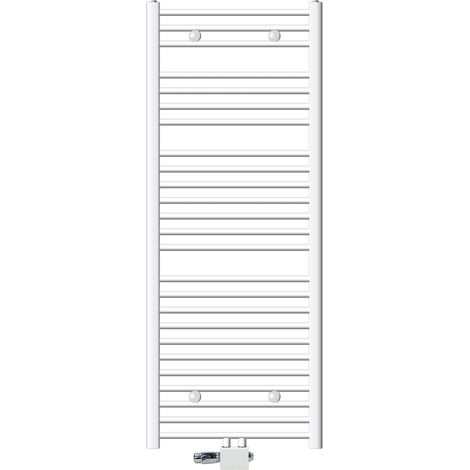 ECD Germany Radiateur Design Sahara Non Electrique - 600 x 1500 mm - Blanc - Connexion Central - avec Kit de Raccordement Universal et Thermostat - Forme Droit - Sèche-Serviettes pour Salle de Bain (1/5)