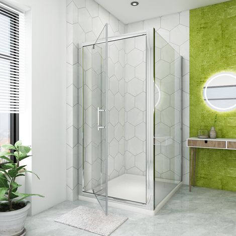 ELEGANT Square Shower Enclosure 800 x 800mm Pivot Shower Door Side Panel (1/5)