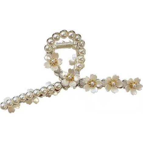cheveux Griffe Clips Lgant Diamant Perle Fleur Mtal Pince Cheveux Griffe De Cheveux For Les Femmes Saisir Clips Requin Pince Pingle Cheveux Cha (1/5)