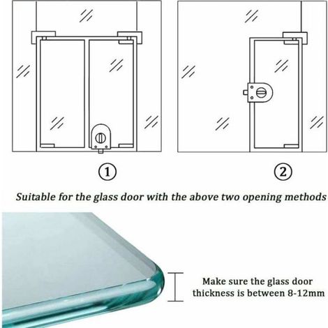 Serrure Porte Verre Inox 1012mm, Verrou Sécurité Anti-Vol Bureau Hôtel Salle Bain, Ouverture Simple (1/4)