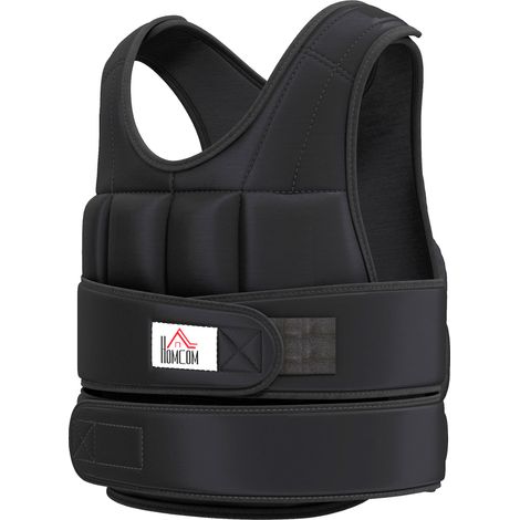 Gilet lesté réglable 10kg poids amovibles oxford entraînement musculation boxe noir
