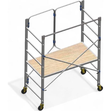 trabattello pieghevole in alluminio altezza 198 cm con ruote freno e snodo chiudibile carico massimo 150 kg piano lavoro ampio (1/5)