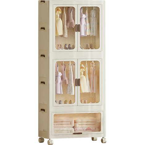 Armoire, Bacs de rangement empilables, Design durable, Beige (1/2)