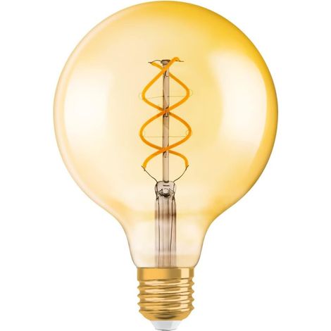 1 Ampoule LED Filament Spirale E27 Globe 125mm Or Dimmable 2000K Intérieur
