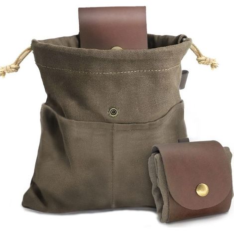 Sac de Ceinture en Cuir et Toile Imperméable pour Randonnée Camping - Pliable et Compact (1/5)