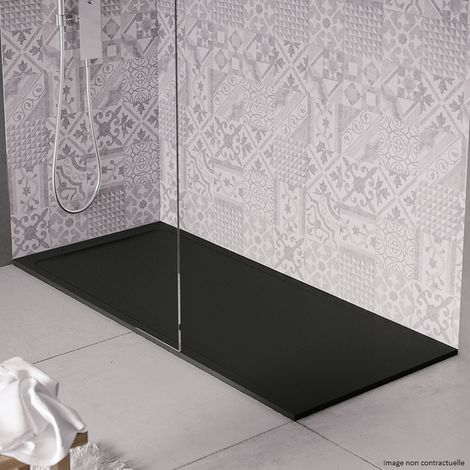 Receveur de douche en pierre naturelle extra plat à poser 90x100cm - noir - ORIGINE (1/3)