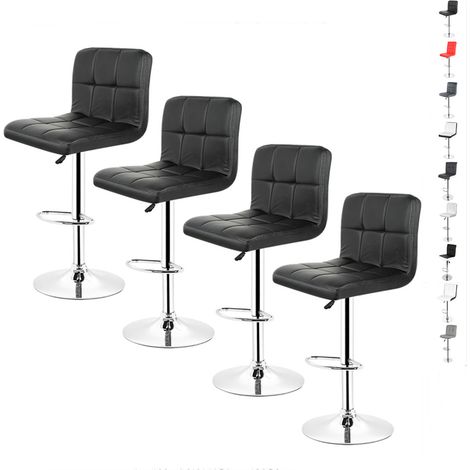 Wyctin – Lot de 4 tabourets de bar réglables en hauteur – Dossier haut et assise en simili cuir – Rotatif 360° – Pour bars et cuisines (1/5)