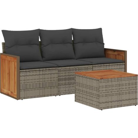 Maison Exclusive - 4-tlg. Garten-Sofagarnitur mit Kissen Grau Pol