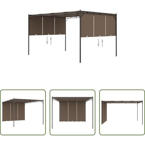Abri de plein air - Belvédère de jardin avec rideau latéral 4x3x2,25 m Taupe (1/5)