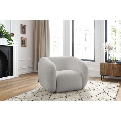 BOBOCHIC - Fauteuil CELINE tissu bouclette Gris clair (1/5)