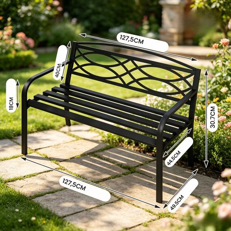 Banc de jardin solide,banc de parc,banc extérieur avec dossier (1/5)