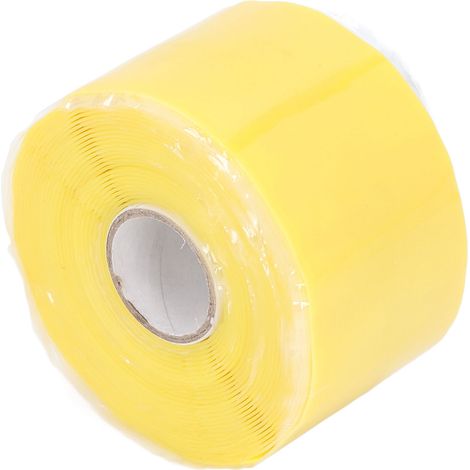 Ruban adhésif de réparation en caoutchouc silicone, 5 m de long, 50 mm de large, 0,8 mm d'épaisseur, pour tuyaux d'arrosage. Jaune. (1/5)