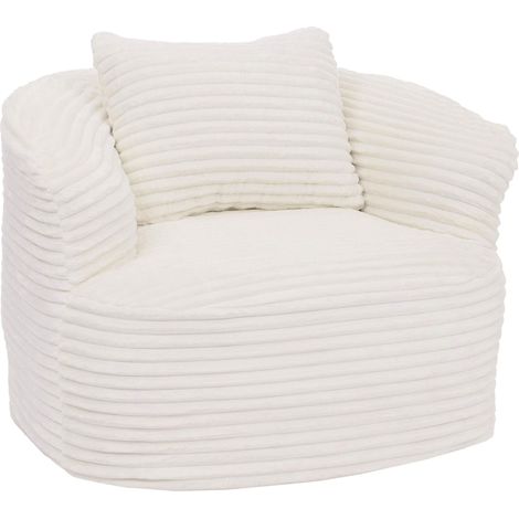 Sillón HHG-663, sillón lounge, sillón relax, sillón tapizado, sillón de cóctel, tela/tejido de pana (370 g/m²), blanco