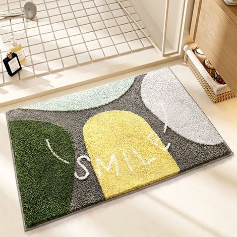 Tapis de bain décoratif antidérapant vert (1/4)