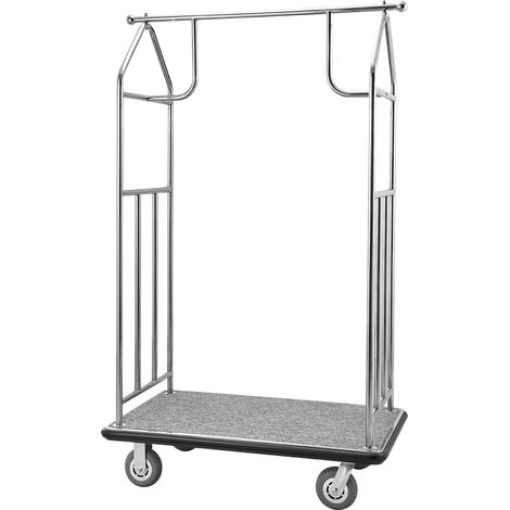 VEVOR Carrello Portavaligie per Hotel, Capacita di Carico di 362 kg Carrello Trasporto Portavaligie con Ponte in Moquette Grigia e Ruote in Gomma da 152,4 mm per Hotel, Condomini, Resort, Argento