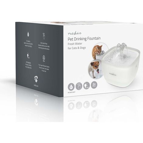 Nedis Trinkbrunnen für Katzen und Hunde / 2.0 l / 40 dB / 1.50 m / Wasserfontäne / 1 Stück