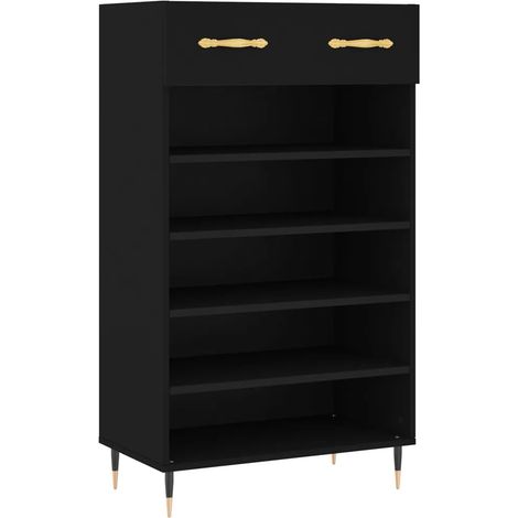 Armoire à chaussures design moderne rangement pratique 60 x 35 x 105 cm en bois noir (1/5)