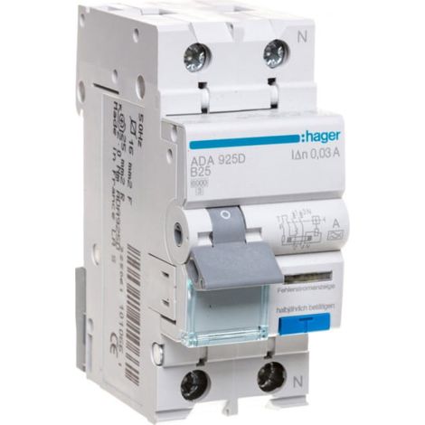 Interruptor diferencial Hager ada925d 25A 2 polos