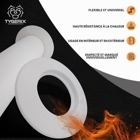 Rosace Coprimuro blanc en silicone pour tuyaux de 100 mm Rosace flexible pour cheminée de poêles à bois, granulés et chaudières (1/3)