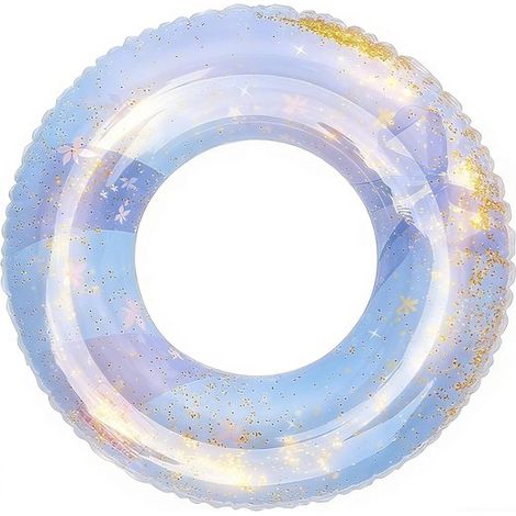 Bouée gonflable en PVC à paillettes, résistante, 80 cm, bleue, pour adultes et enfants.-AquaForge (1/5)