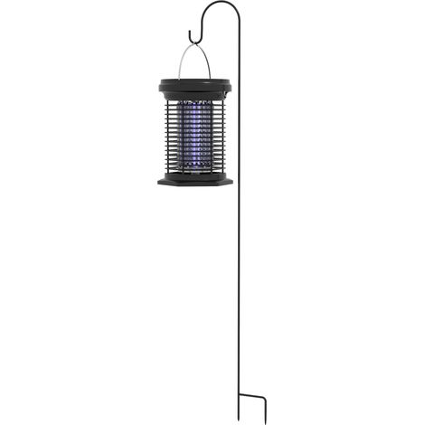Lampe anti-insectes noire – Lanterne jardin suspendue, solaire + USB-C, efficace 50 m² – Protection moustiques (1/5)