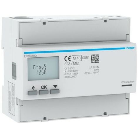 COMPTEUR TRI 125A MBUS MID - GESTION DU BATIMENT HAGER ECM310D (1/2)