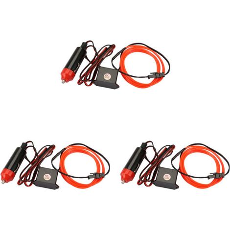 3 cables EL rojos de 2,3 mm para una decoración fiable del coche. (1/2)