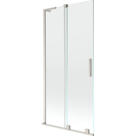 Paroi de baignoire coulissante 2 volets Mexen Velar L 95 x 150 cm, transparent, nickel brossé - 896-095-003-01-97 (1/2)
