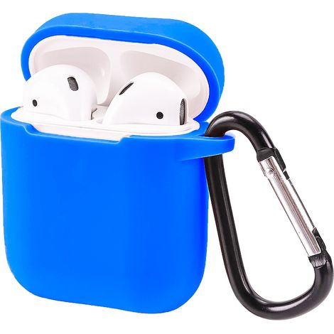 Cover custodia silicone blu cuffie bluetooth porta auricolari gancio (1/3)