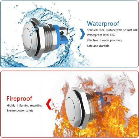 Bouton poussoir de cloche, 4 interrupteurs à bouton-poussoir en acier inoxydable de 16 mm, interrupteurs à bouton-poussoir en métal, interrupteurs à bouton-poussoir pour interrupteur à bouton de klaxo (1/4)